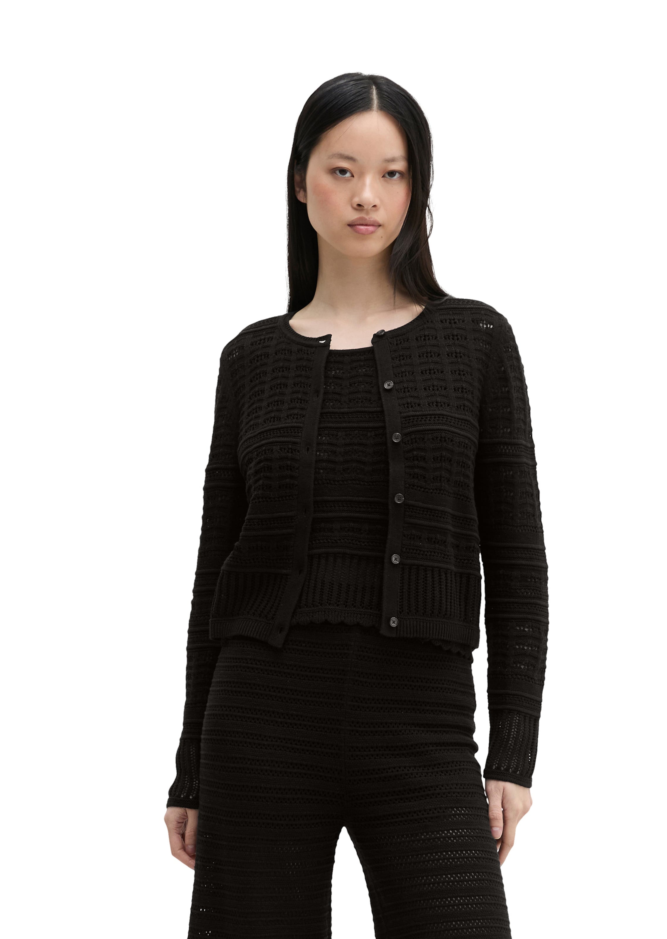 Marc O'Polo Strickjacke in Schwarz: Vorderseite