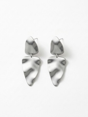DNSK Copenhagen Oorbellen 'Brushed Finish' in Zilver: voorkant