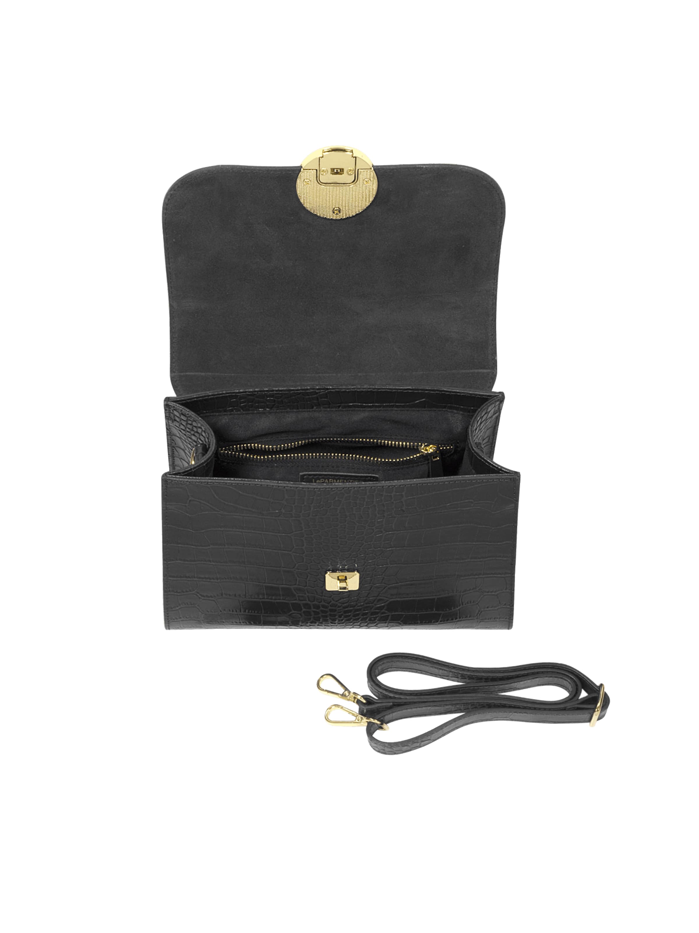LeParmentier Handtas 'Bombo Croco' in Zwart