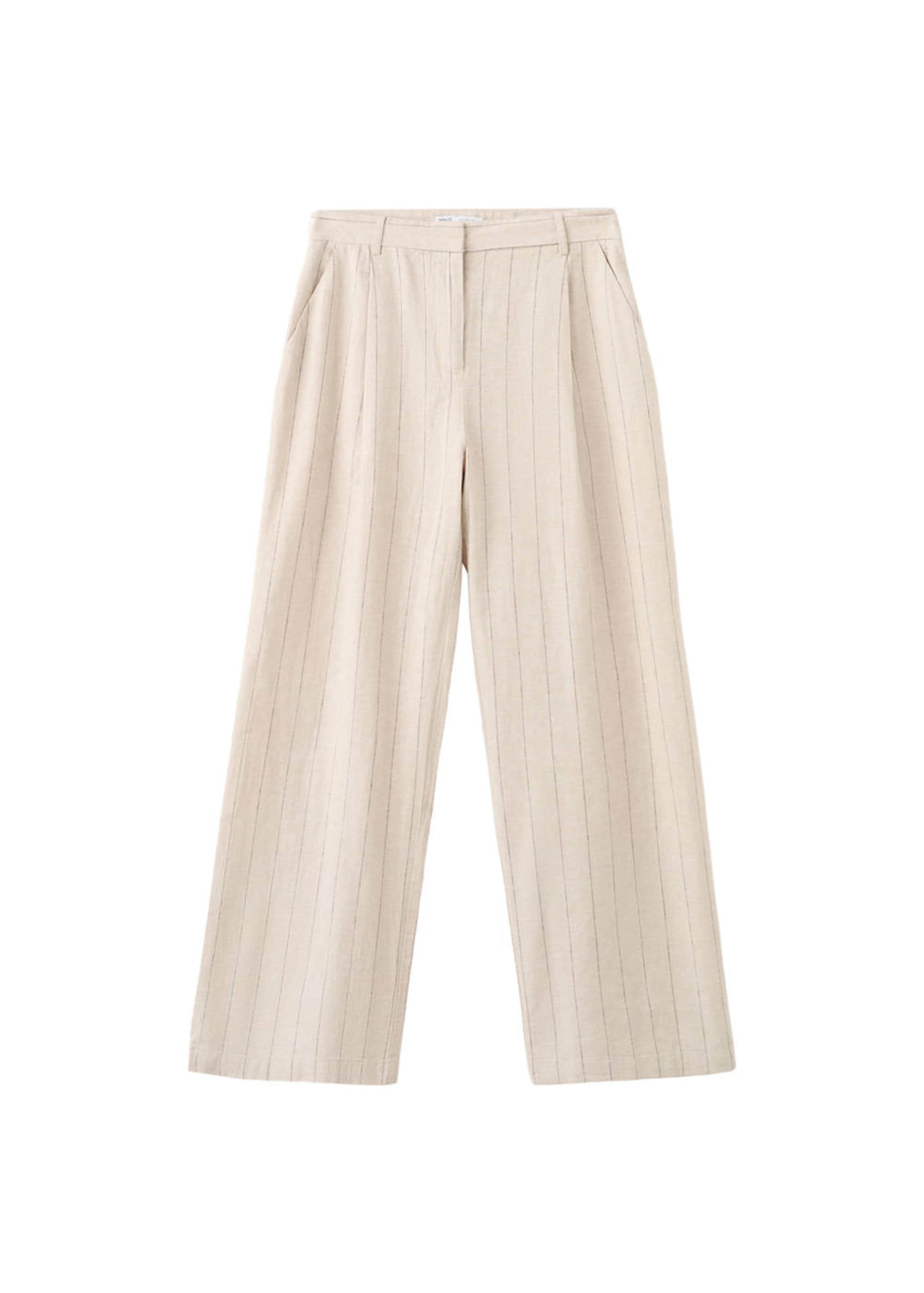 MANGO Wide leg Pleat-Front Pants 'Zede' in Brown: front