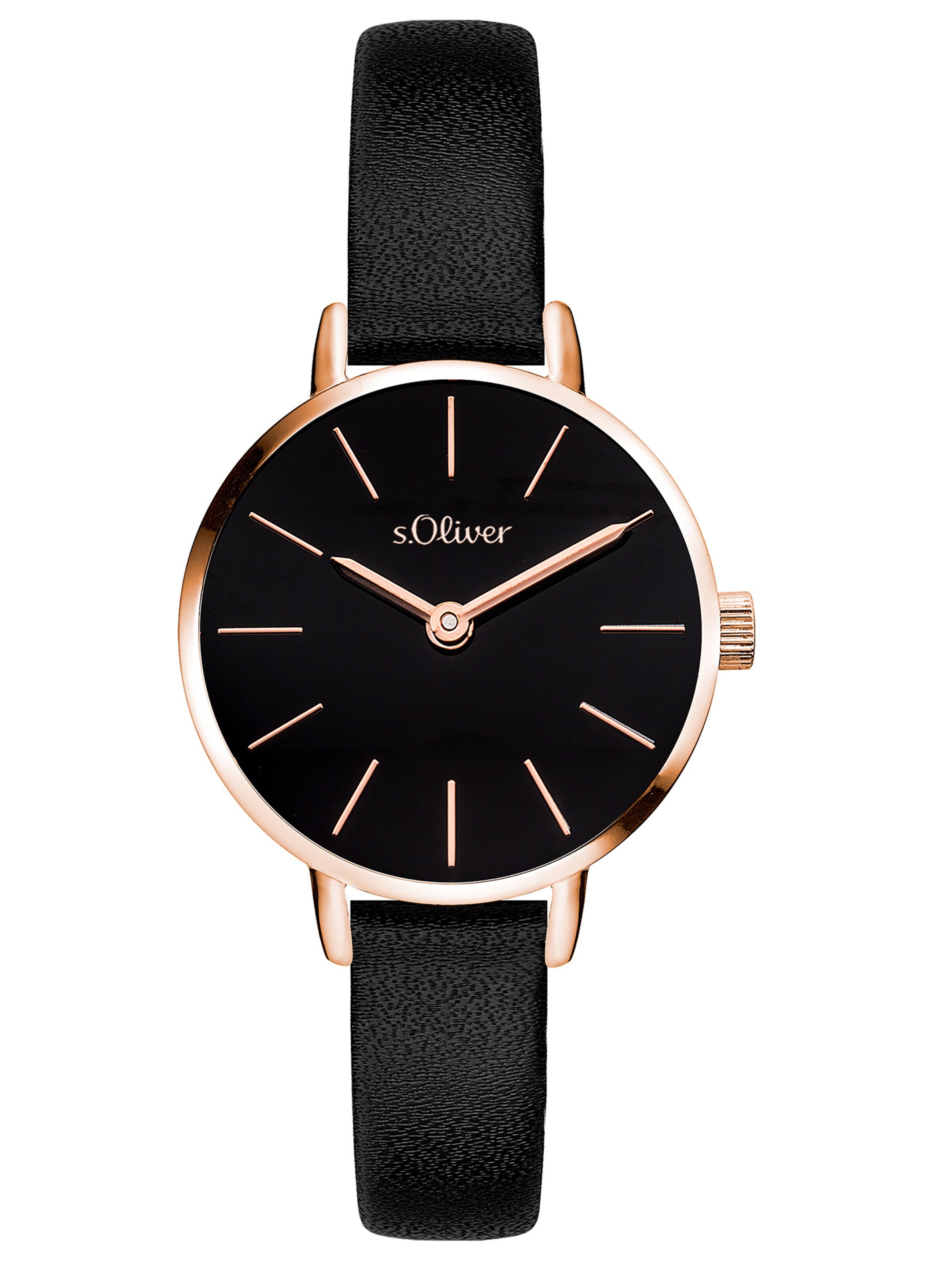 s.Oliver Analoguhr in Schwarz: Vorderseite