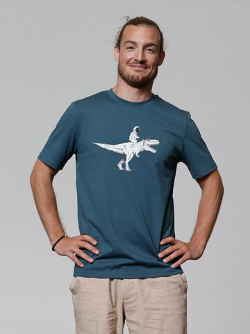 T-Shirt 'Astronaut on T-Rex' Watapparel en bleu : devant