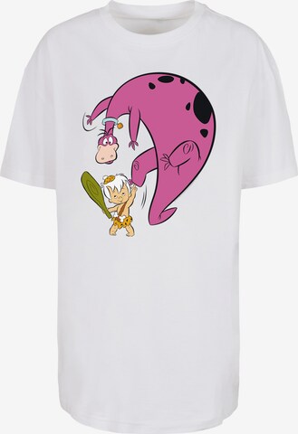 F4NT4STIC Shirt 'Familie Feuerstein Bamm Bamm And Dino' in Wit: voorkant