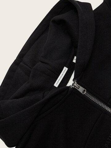 TOM TAILOR Zip-Up Hoodie in Black