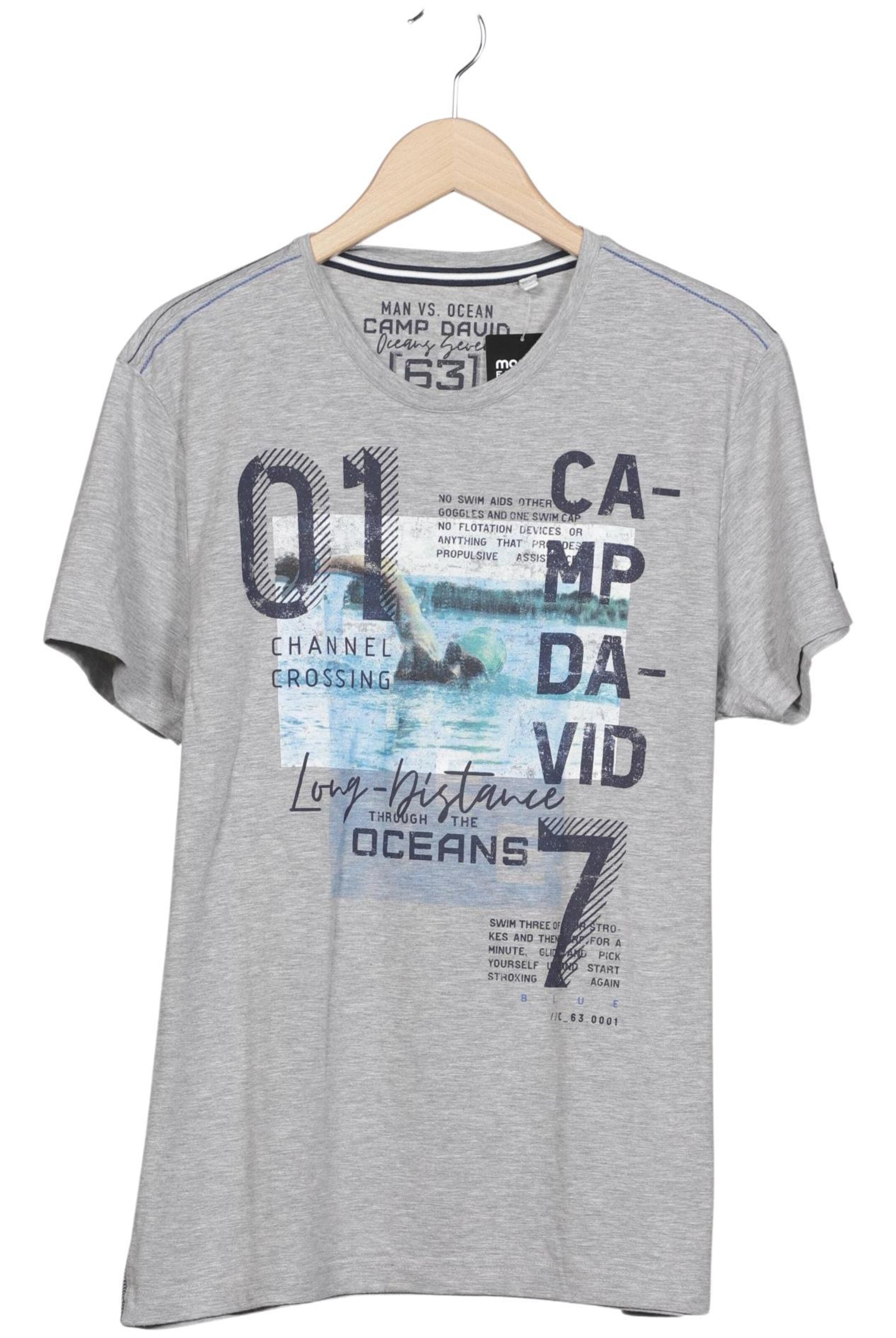 CAMP DAVID Shirt in M in Grey: front