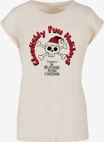 ABSOLUTE CULT Shirt 'The Nightmare Before Christmas - Ghoulishly Fun Holidays' in Beige: front