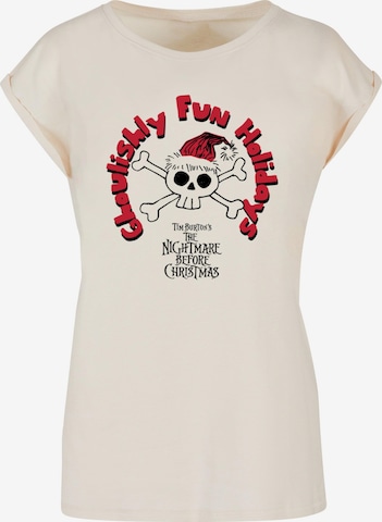ABSOLUTE CULT Shirt 'The Nightmare Before Christmas - Ghoulishly Fun Holidays' in Beige: predná strana