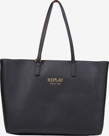 REPLAY - Shopper 'PLAIN SYNTHETIC + VELVETY SYNTHETIC + CU FW01CA.000.A7243Y' en negro: frente