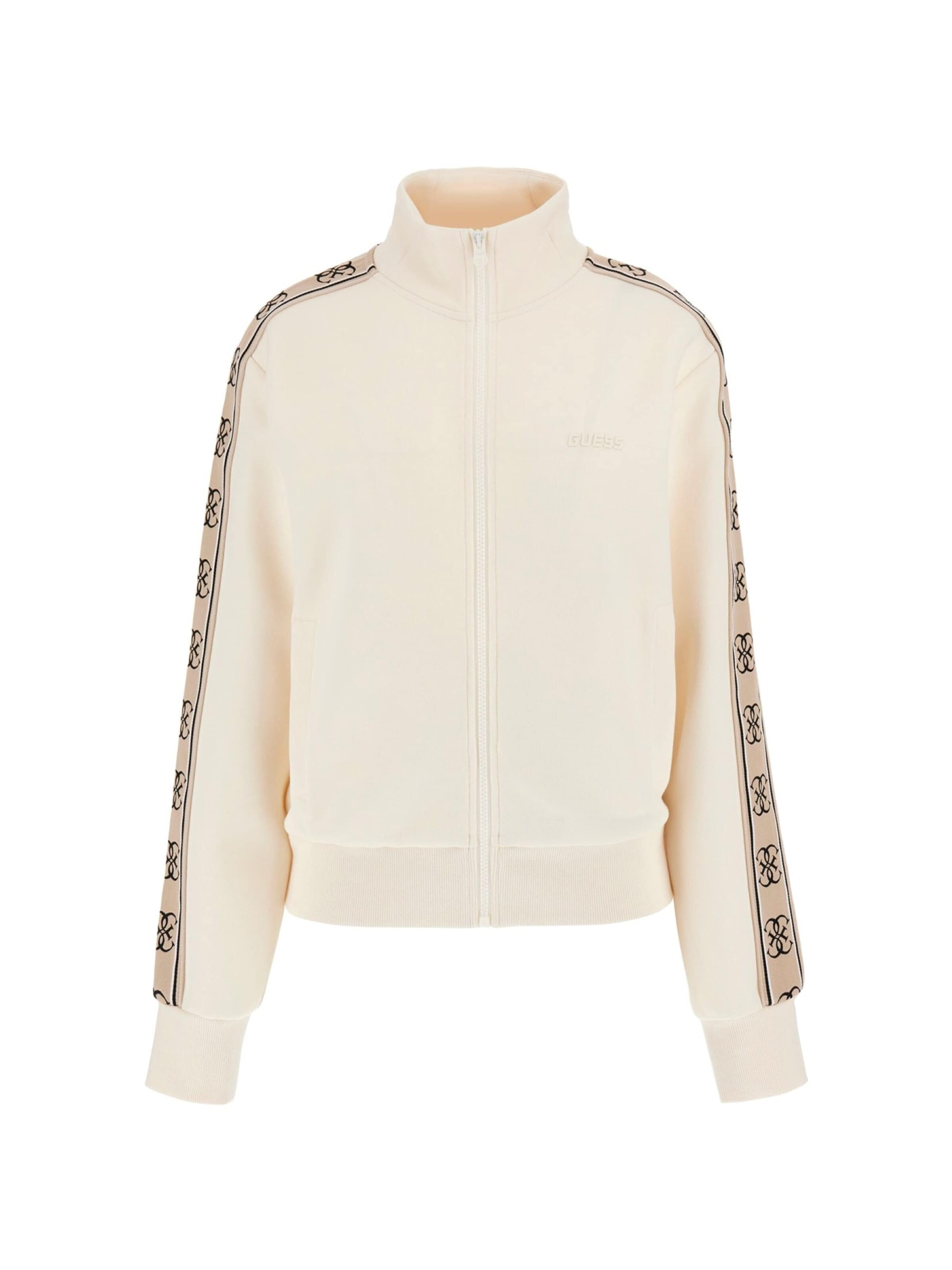 GUESS - Sudadera con cremallera en beige: frente