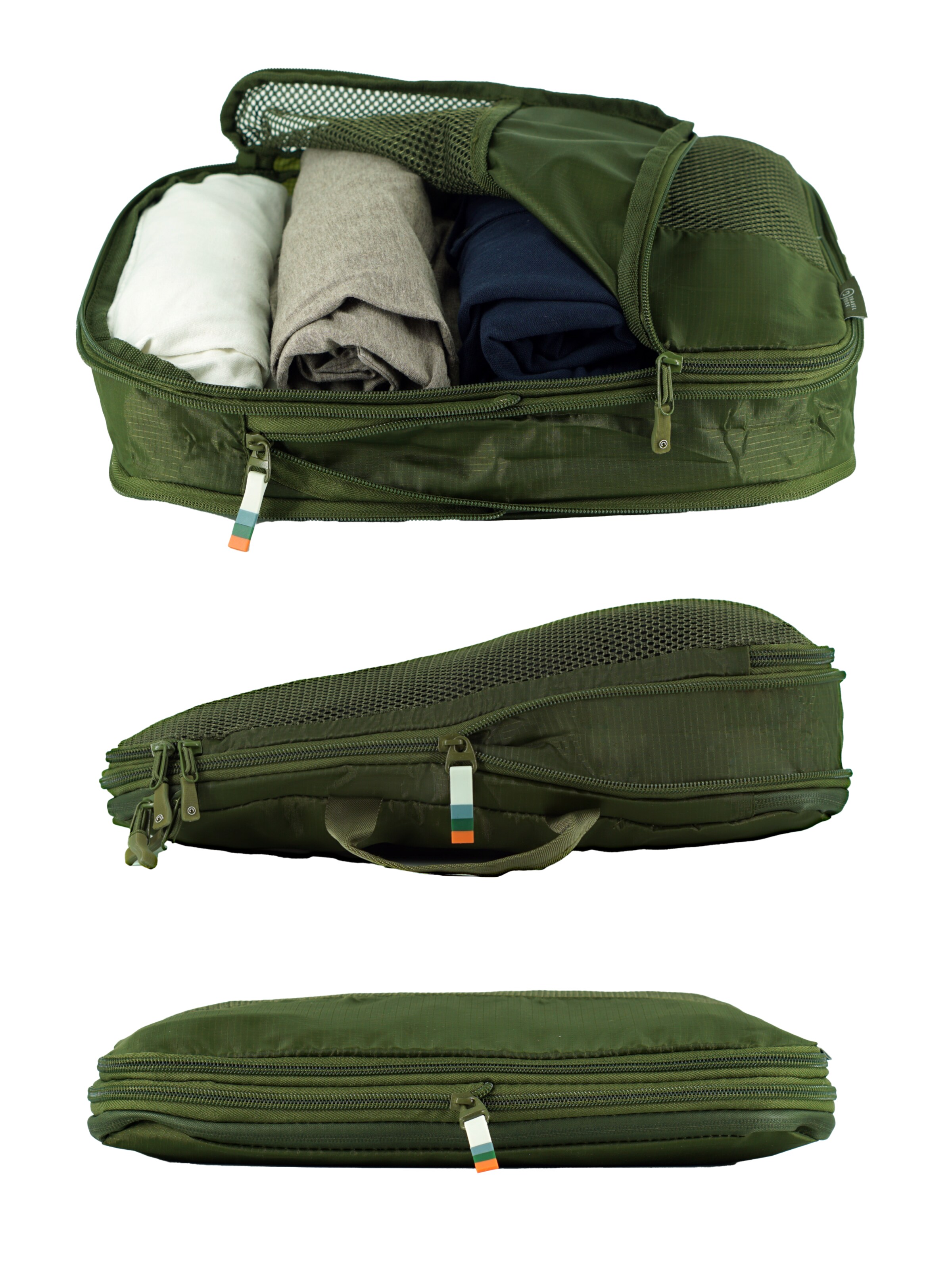 TRAVEL DUDE Reistas 'Packing Cubes Set 4 Teilig mit Kompression, Packwürfel, Packtaschen Set für Rucksack & Koffer' in Groen