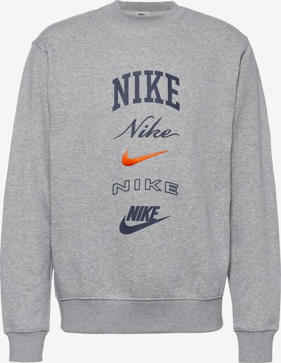 Bluză de molton 'Club' Nike Sportswear pe albastru marin / gri amestecat / portocaliu, Vizualizare produs