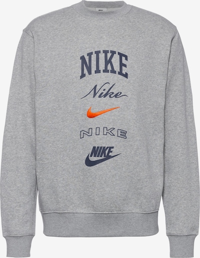 Nike Sportswear Sweatshirt 'Club' i marinblå / gråmelerad / orange, Produktvy