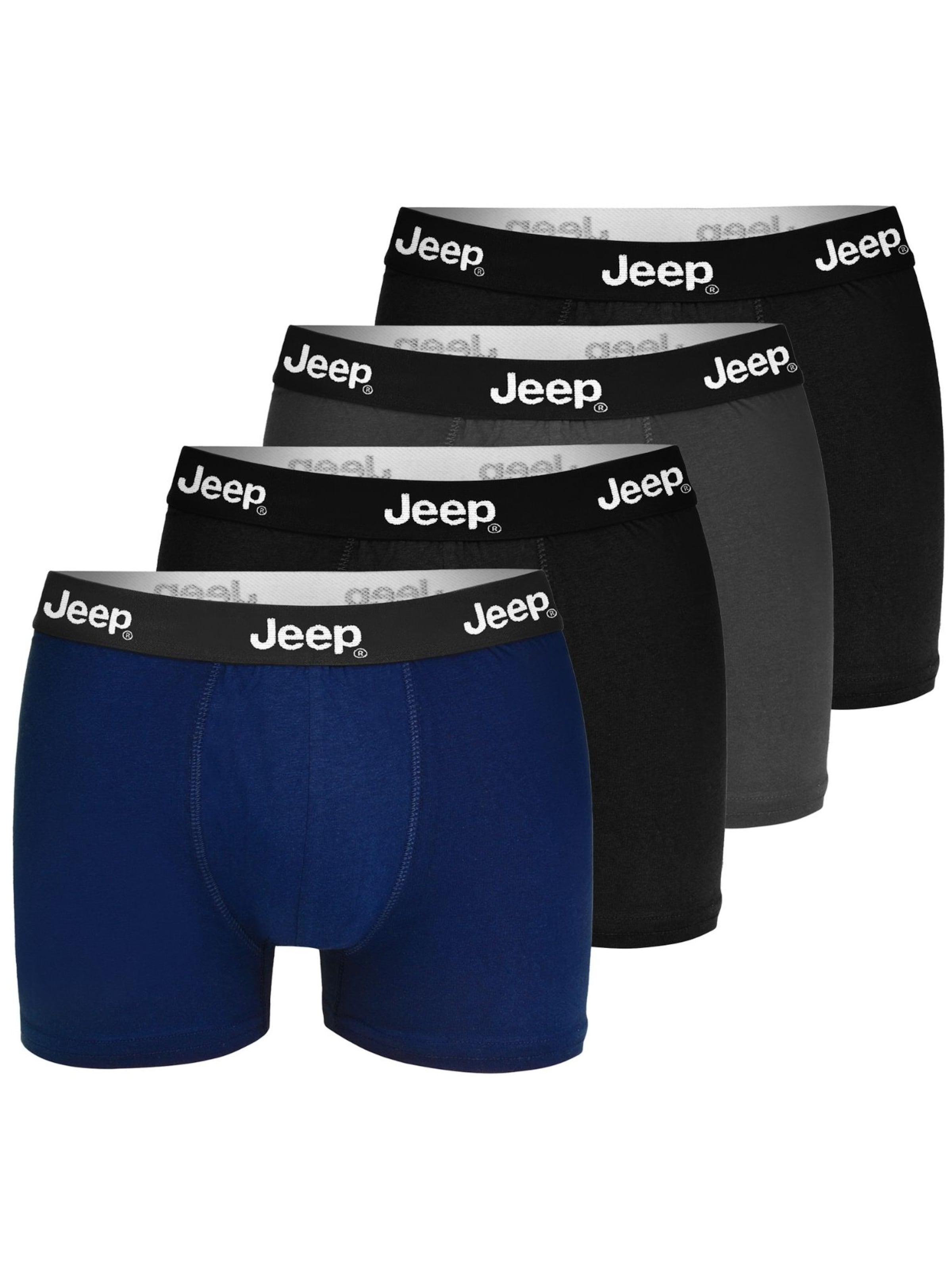 Boxer di Jeep in blu: frontale