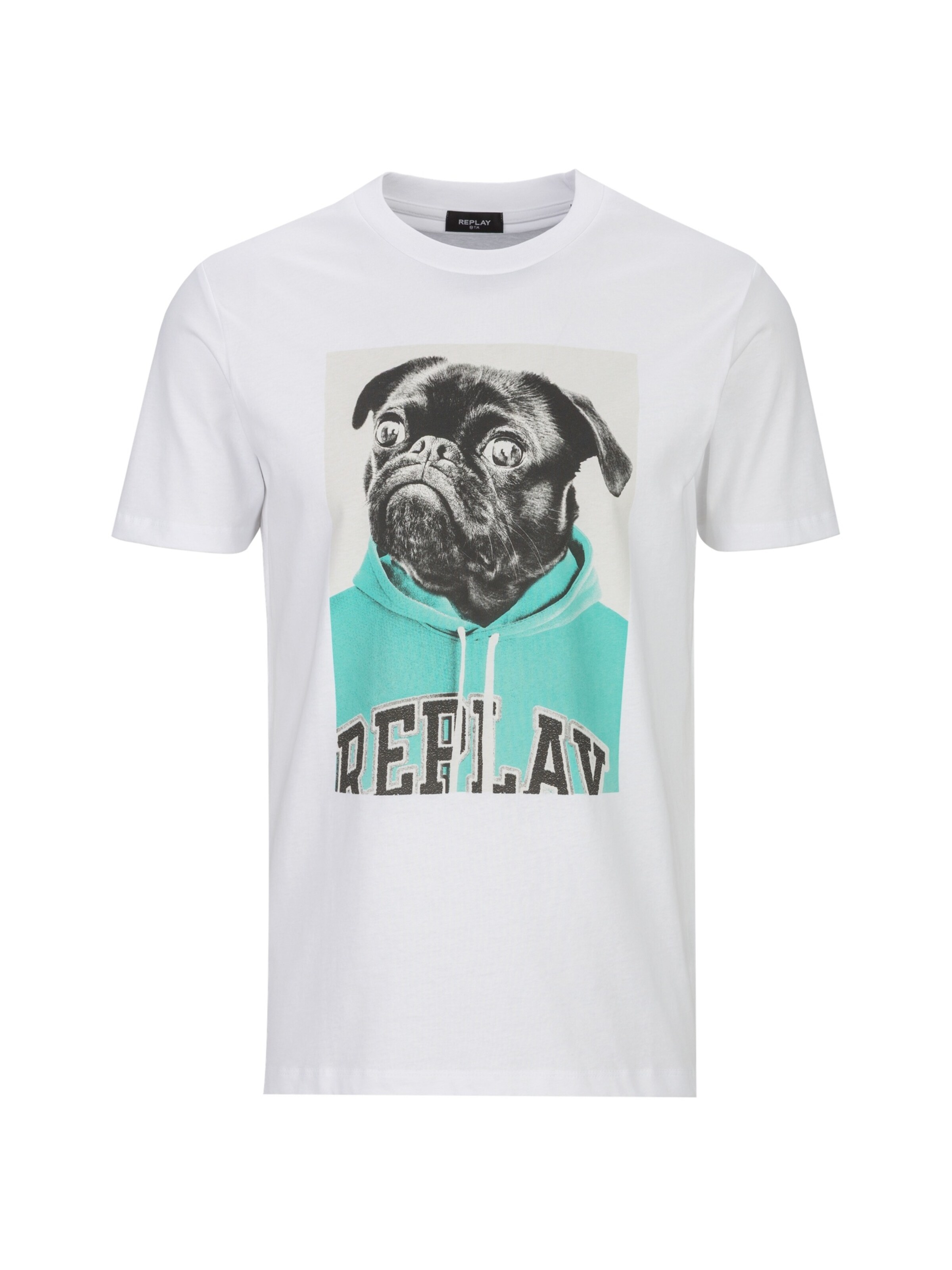 REPLAY T-Shirt 'Mops' in XXXL in türkis / schwarz / weiß, Produktansicht