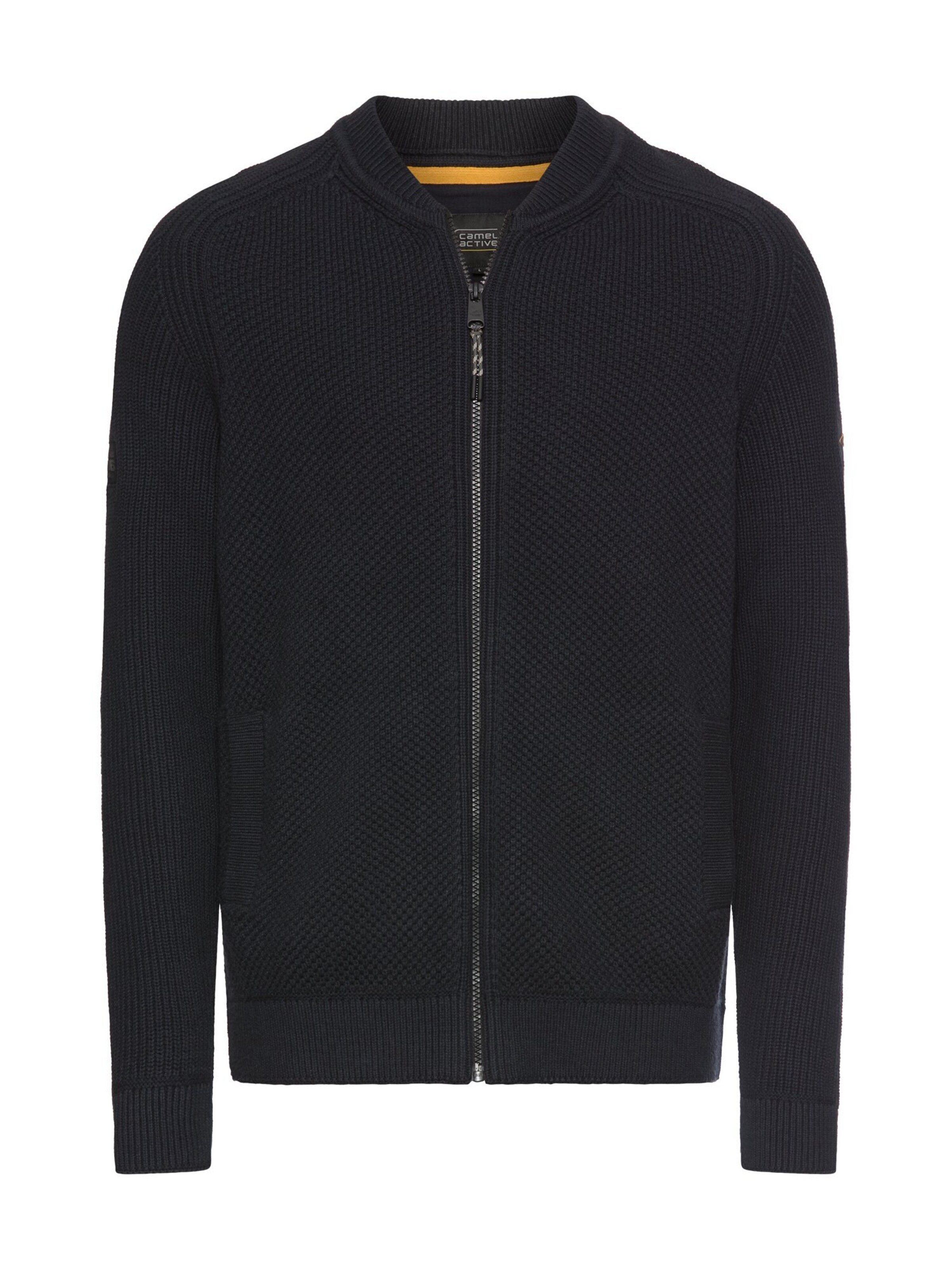 CAMEL ACTIVE Stickjacke mit Bomberkragen in Blau: Vorderseite