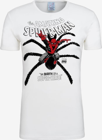 LOGOSHIRT Shirt 'Spider-Man Birth' in White: front