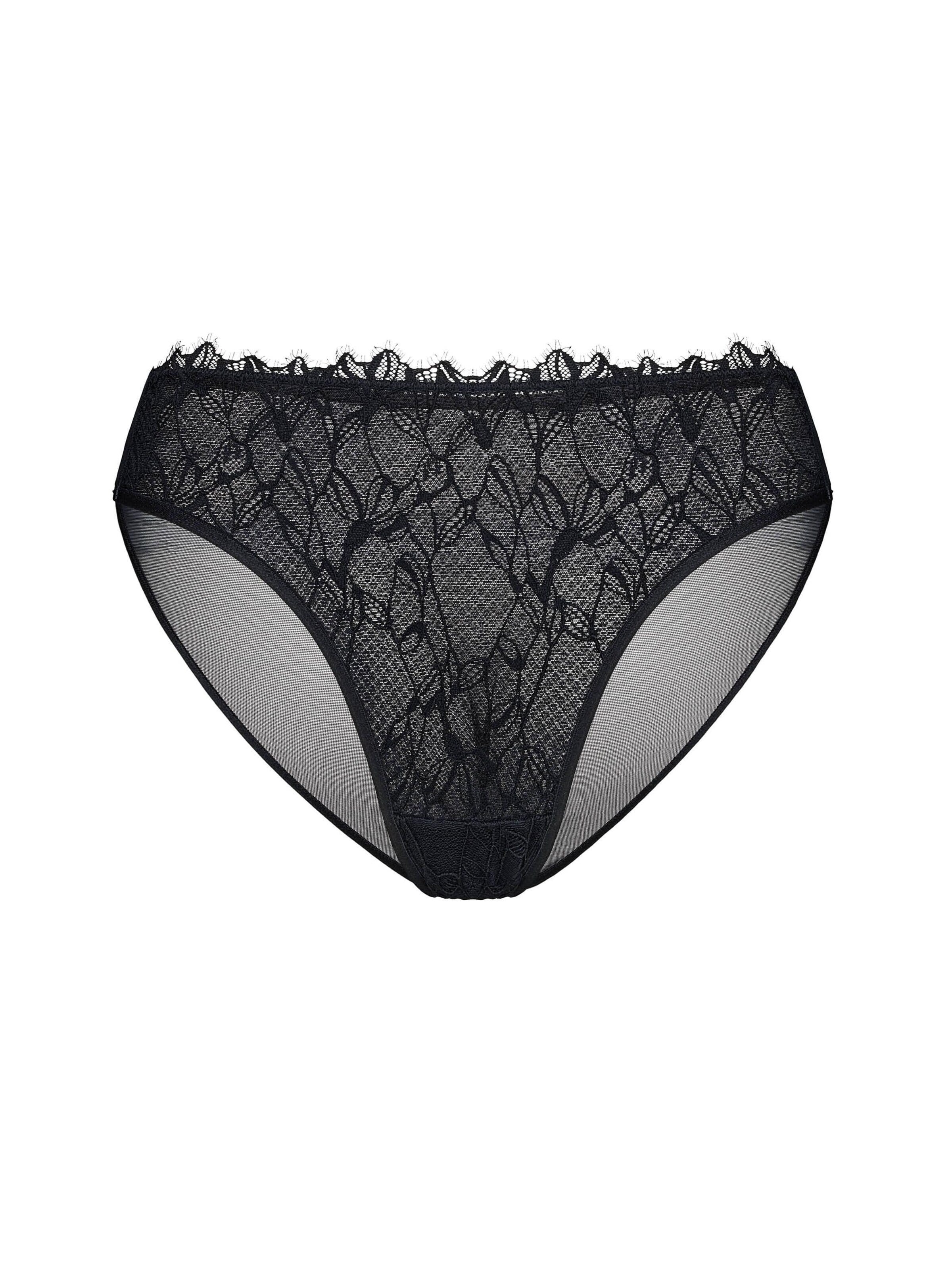 ESOTIQ Broekje 'Slip C'mon, feine Spitze, feine Stickerei, transparent' in Zwart