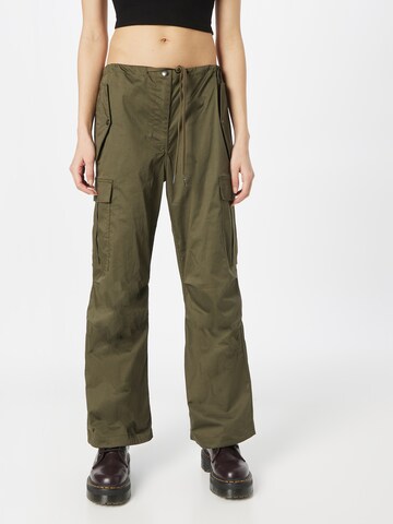 co'couture - Loosefit Calças cargo 'Ezra' em verde: frente