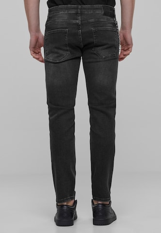 2Y Premium Tapered Jeans in Schwarz