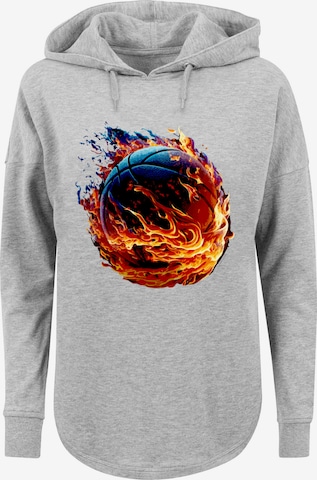 F4NT4STIC Sweatshirt 'Basketball Sports Collection On FIRE' in Grijs: voorkant