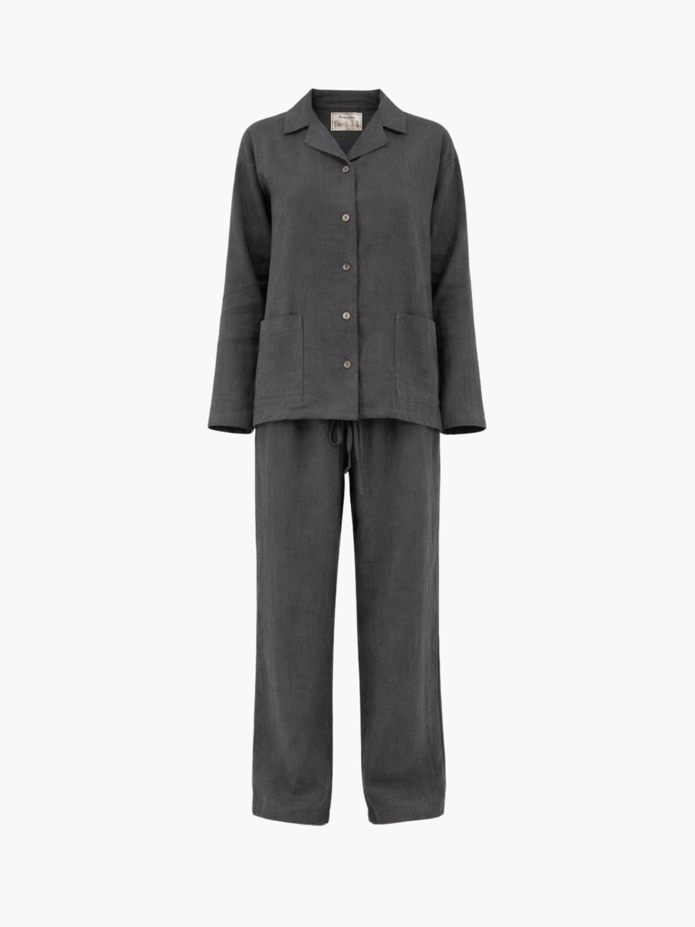 Pigiama 'Snooze' di AmourLinen in grigio: frontale