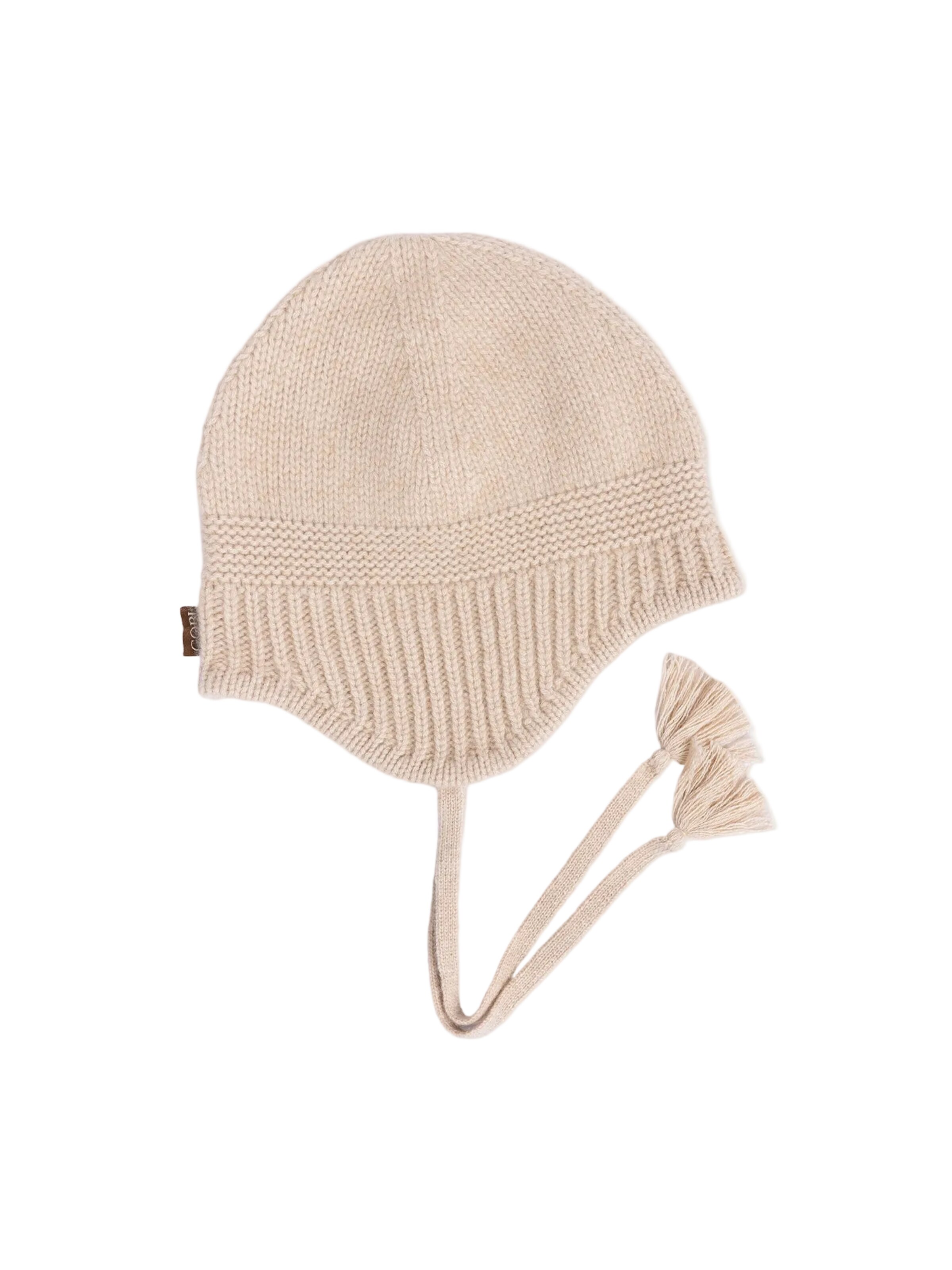 GOBI Cashmere Hat 'Ultimate Warmth Knit Tie Hat' in Beige: front