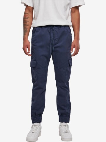 Effilé Pantalon cargo Urban Classics en bleu : devant