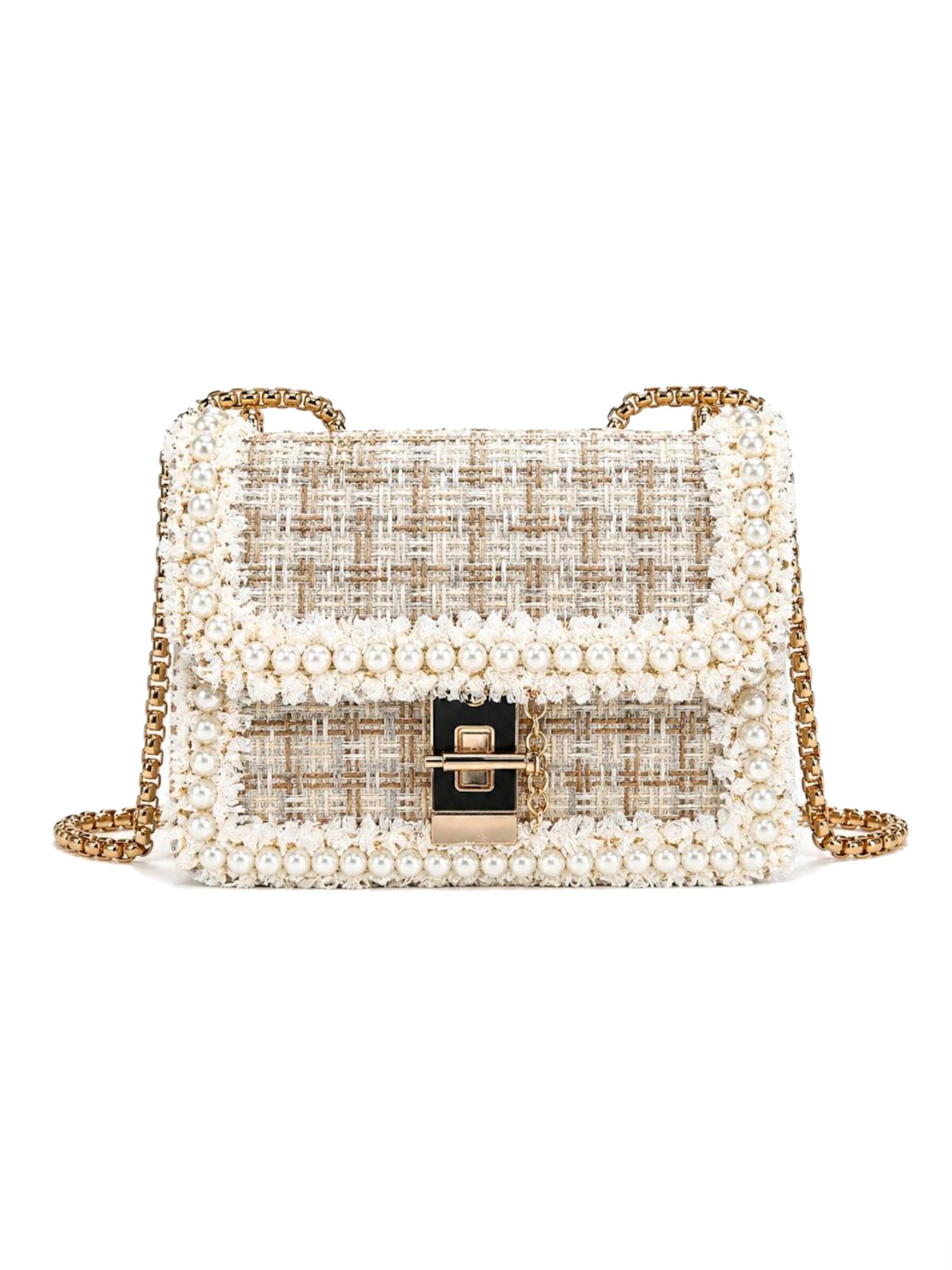 Tomshop24-7 Handbag 'Gabrielle, Tweed' in Beige: front
