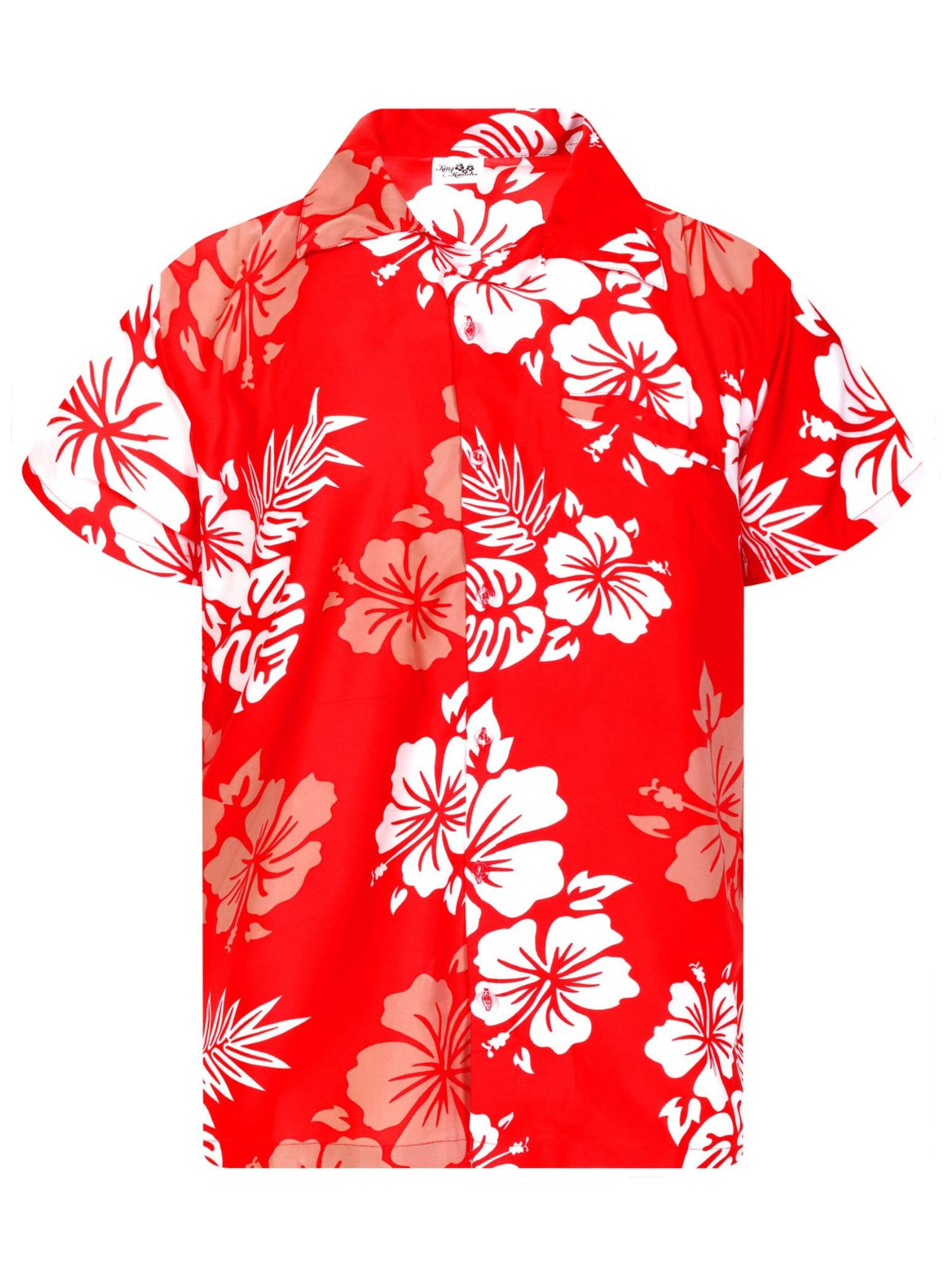King Kameha Shirt 'Mono Hibiscus' in Rood: voorkant