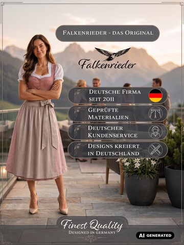 Falkenrieder Dirndl 'Damen Midi Trachtenkleid mit praktischer Rocktasche - Basel' in Pink