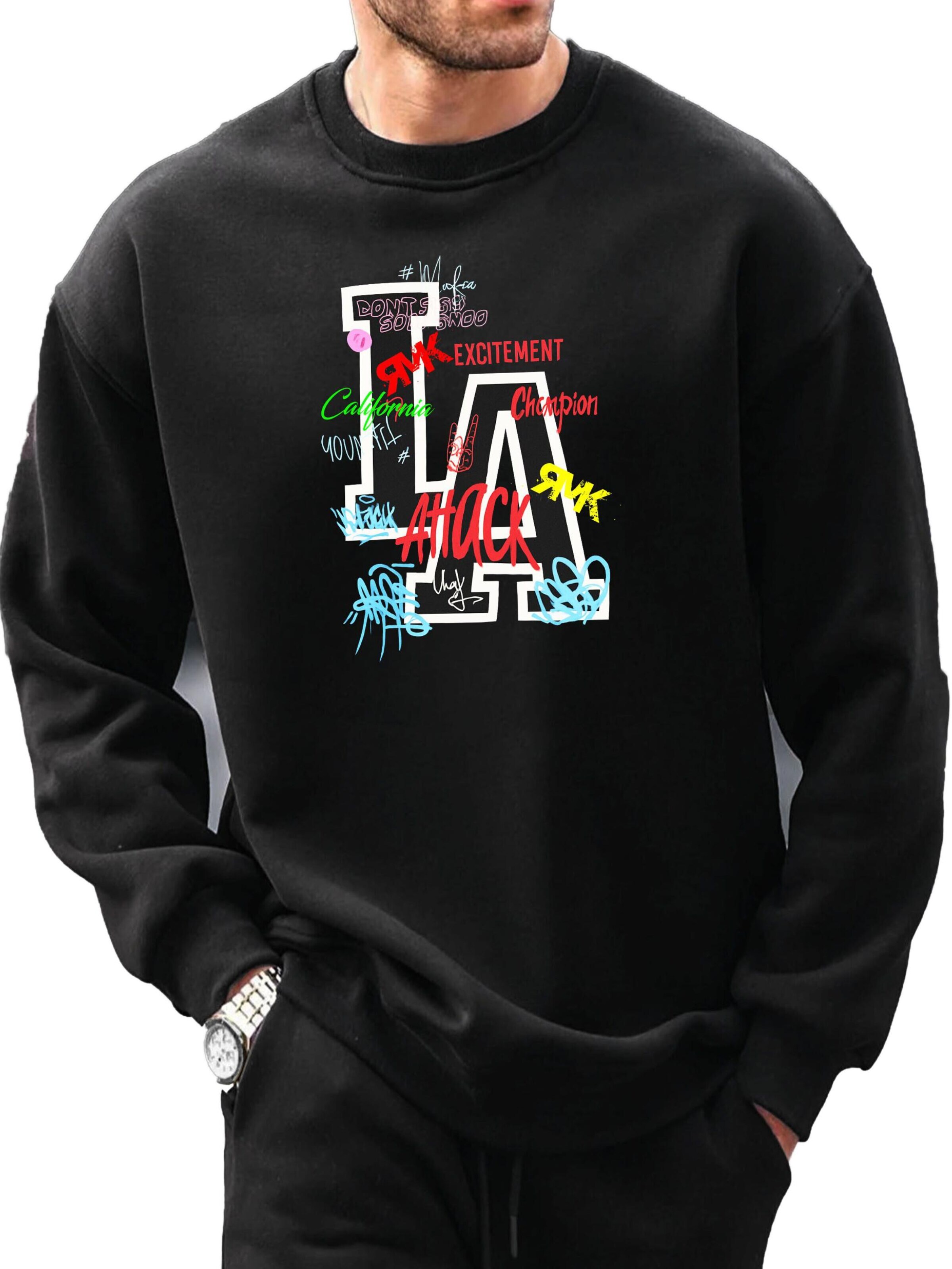 RMK Sweatshirt 'Los Angeles LA' in Black: front