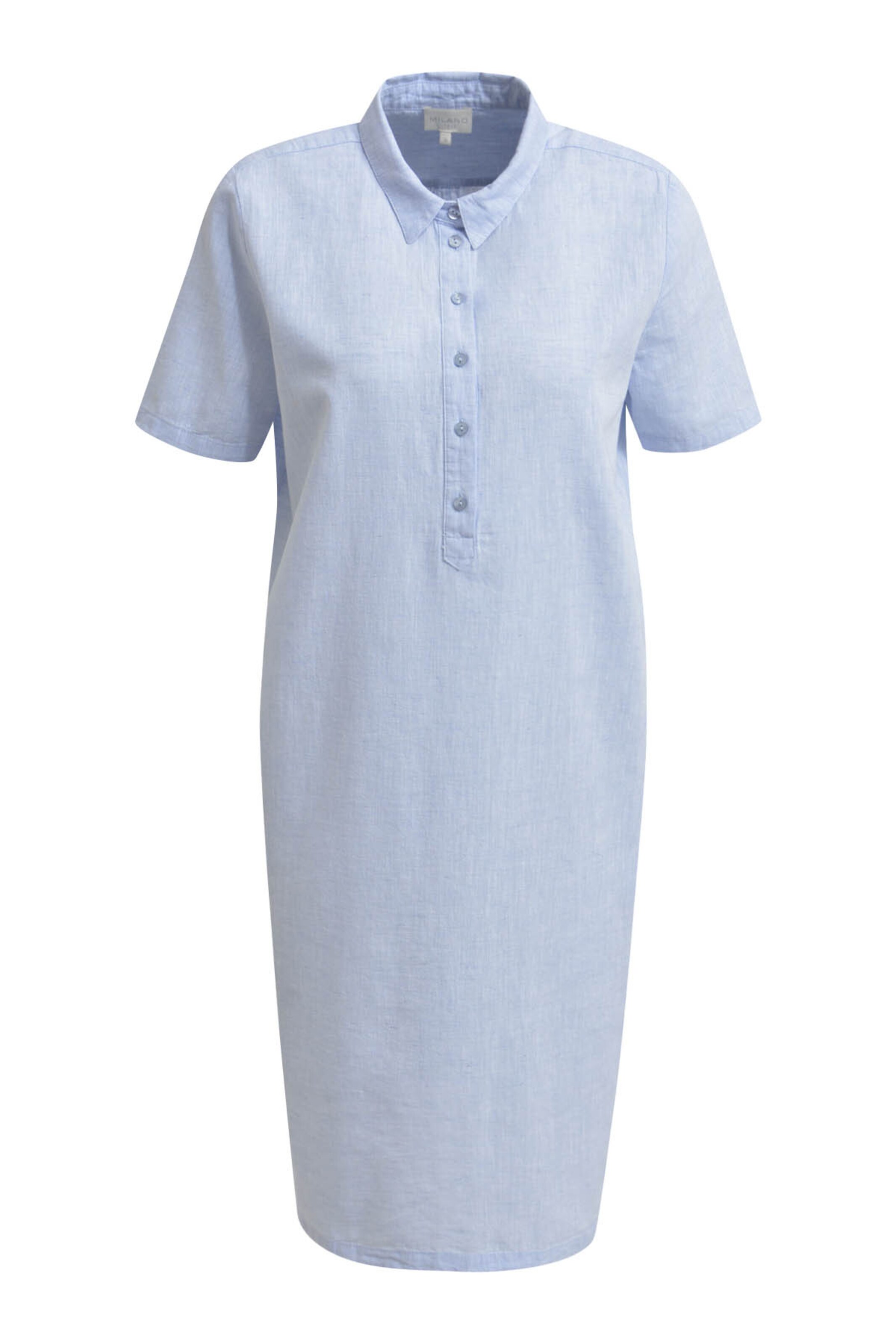 Milano Italy Shirt Dress in Blue: front