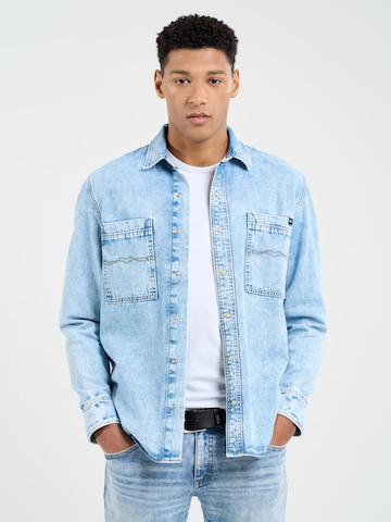 BIG STAR Regular fit Button Up Shirt ' PARS ' in Blue: front