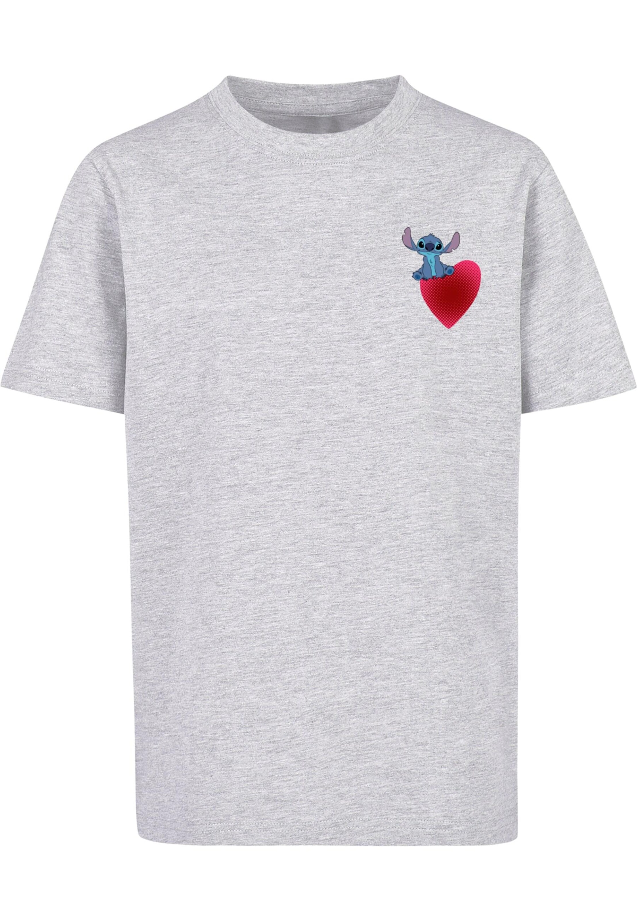 T-Shirt 'Lilo And Stitch - Sitting On Heart' ABSOLUTE CULT en gris : devant