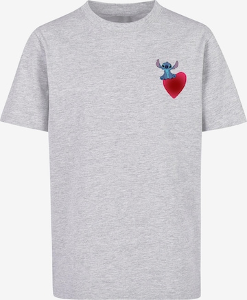 ABSOLUTE CULT Shirt 'Lilo And Stitch - Sitting On Heart' in Grey: front