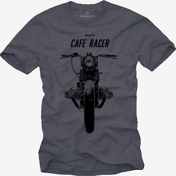 MAKAYA Shirt 'Cafe Racer' in Grey: front