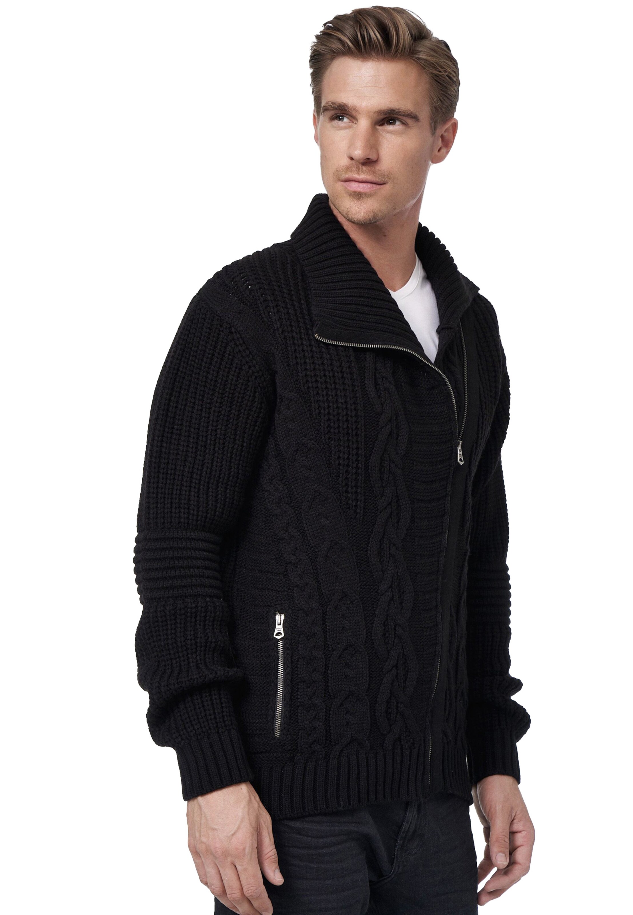 Rusty Neal Knit cardigan in Black: front