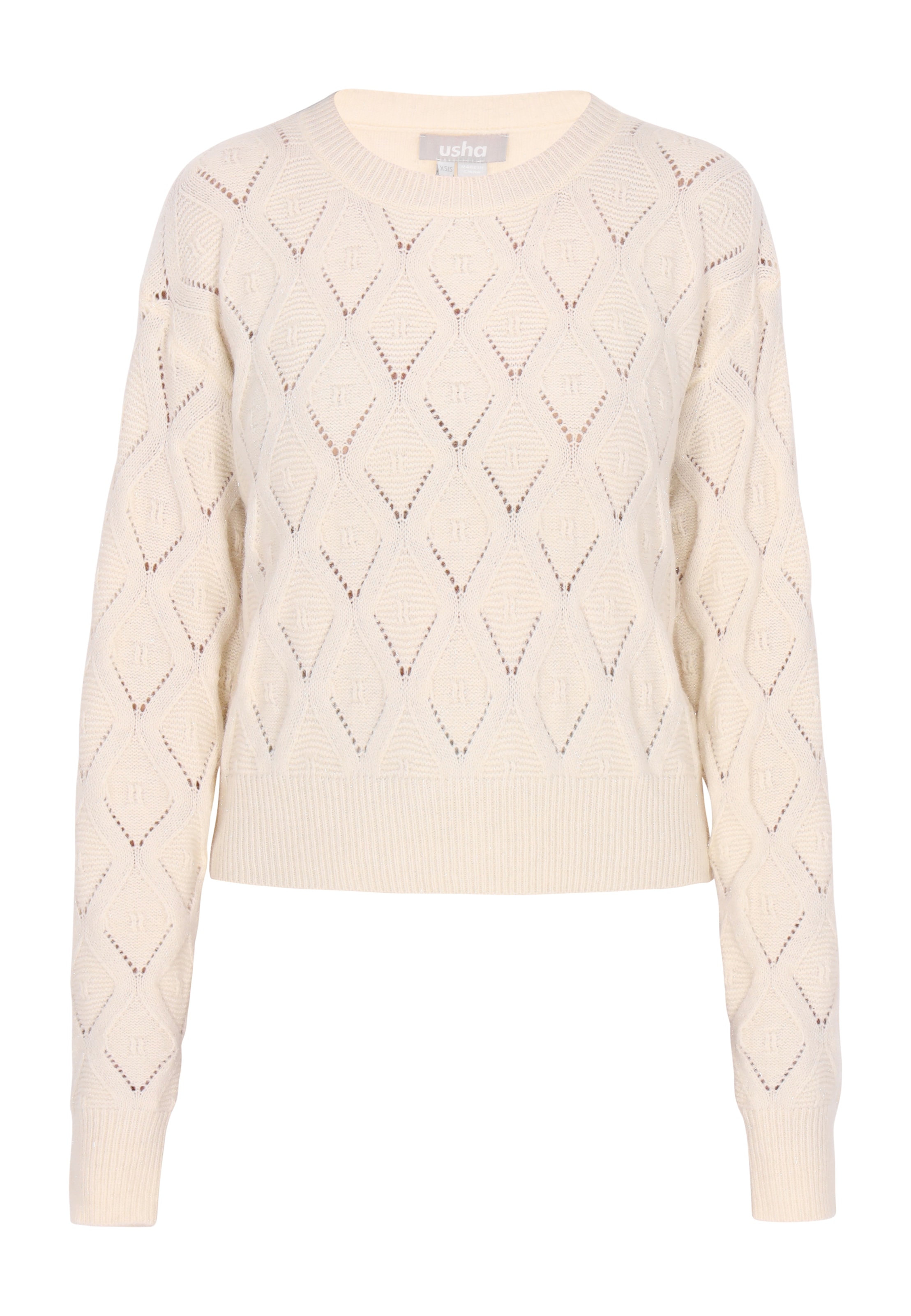 Pulover de la Usha pe alb: față