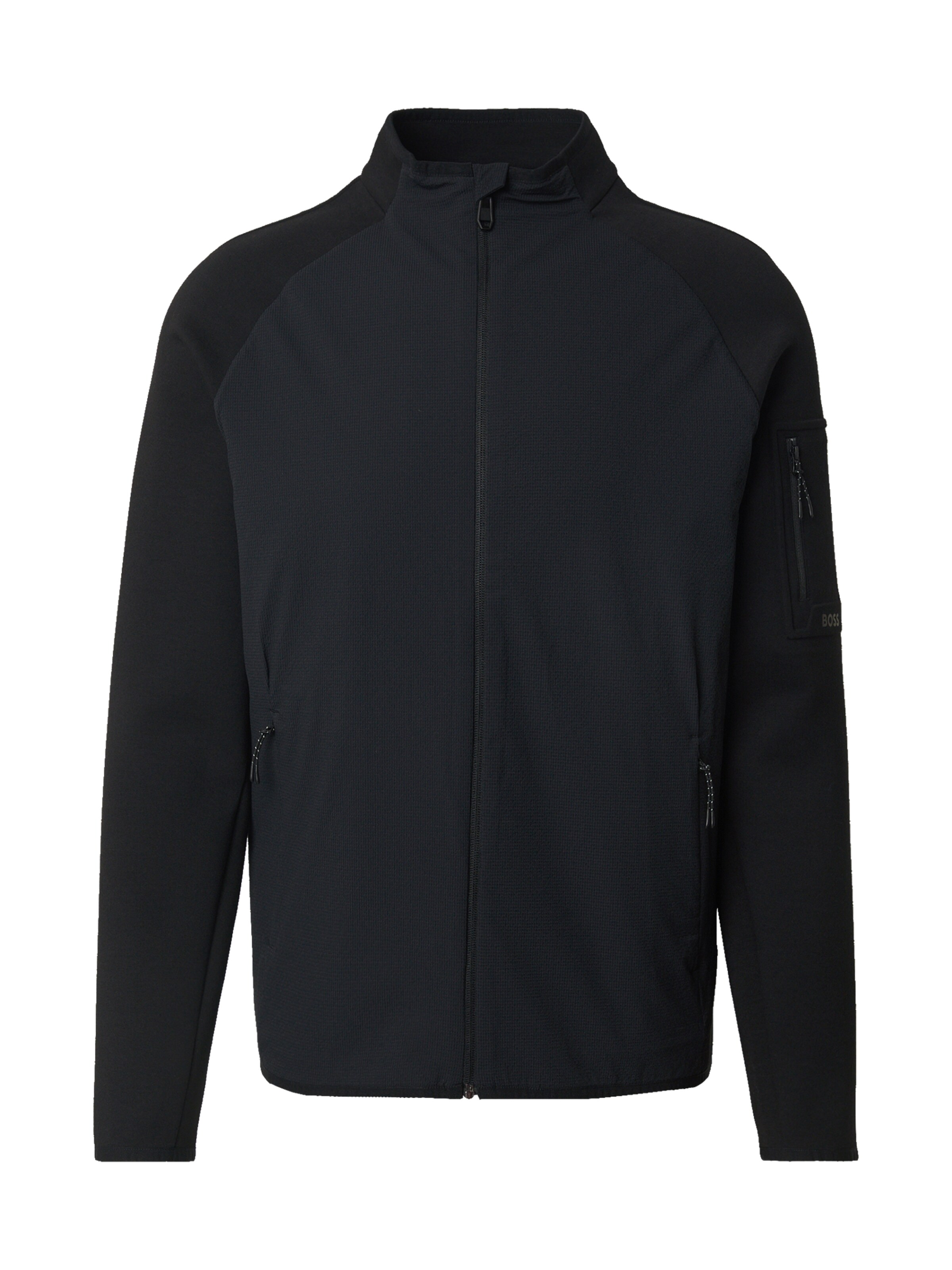 BOSS Zip-Up Hoodie 'FZ Urban Tech' in Black: front