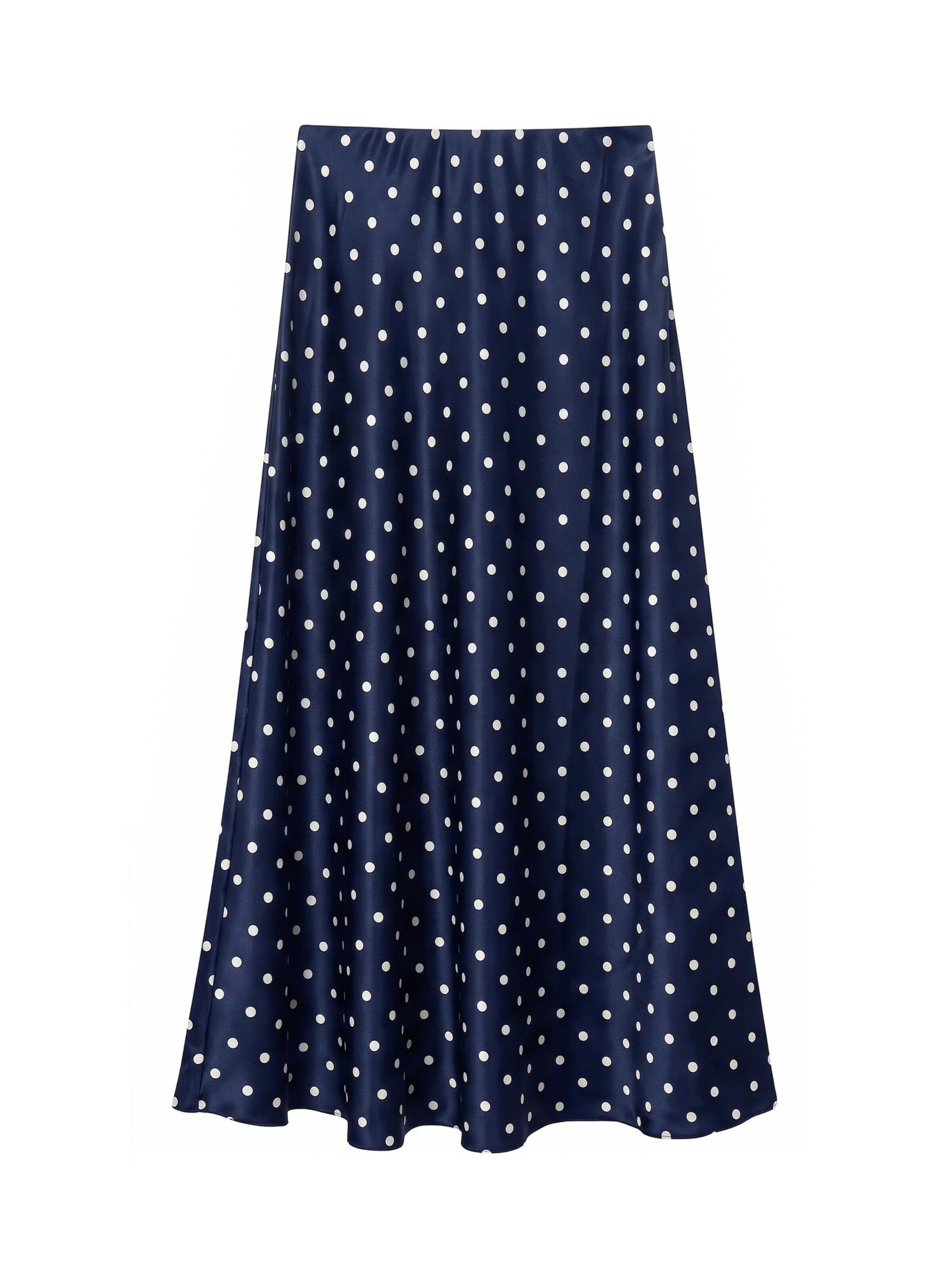 TorWeit Skirt 'Women's Polka Dot Elastic Waist Maxi Skirt' in Blue: front