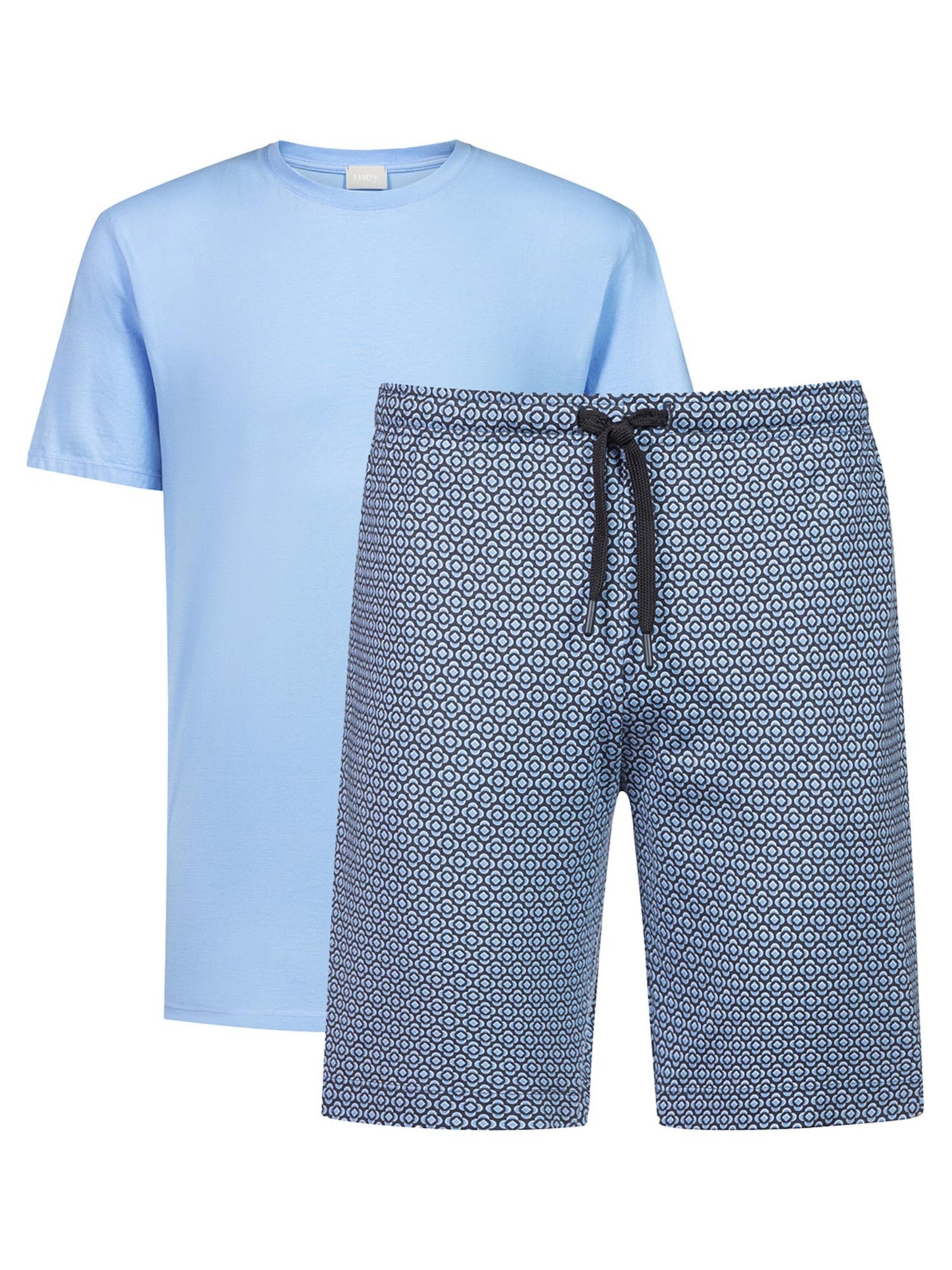 Mey Pajama short 'Round Geo' in Blue: front