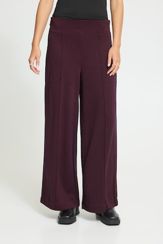 ICHI Wide leg Broek in Bruin: voorkant