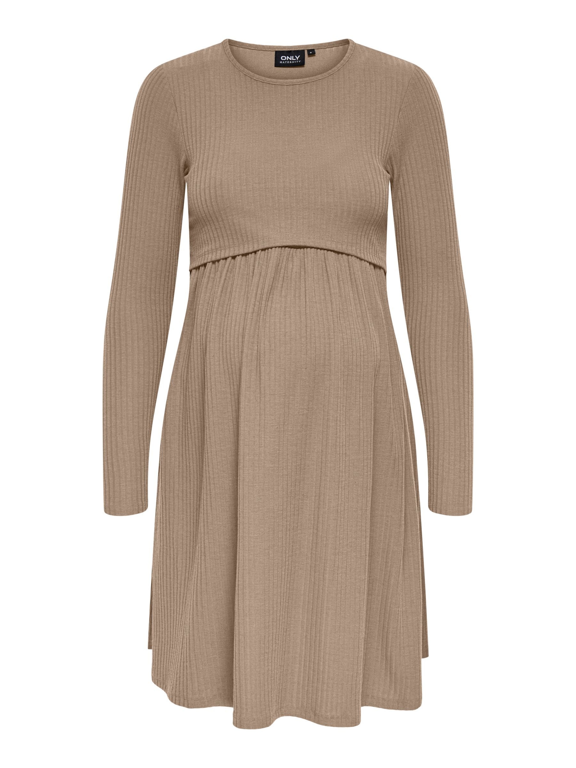 Only Maternity Strickkleid 'OLMMALAYA' in Braun: Vorderseite