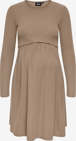 Robes en maille 'OLMMALAYA' Only Maternity en marron : devant