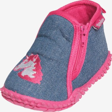 Pantoufle 'Einhorn' PLAYSHOES en bleu : devant