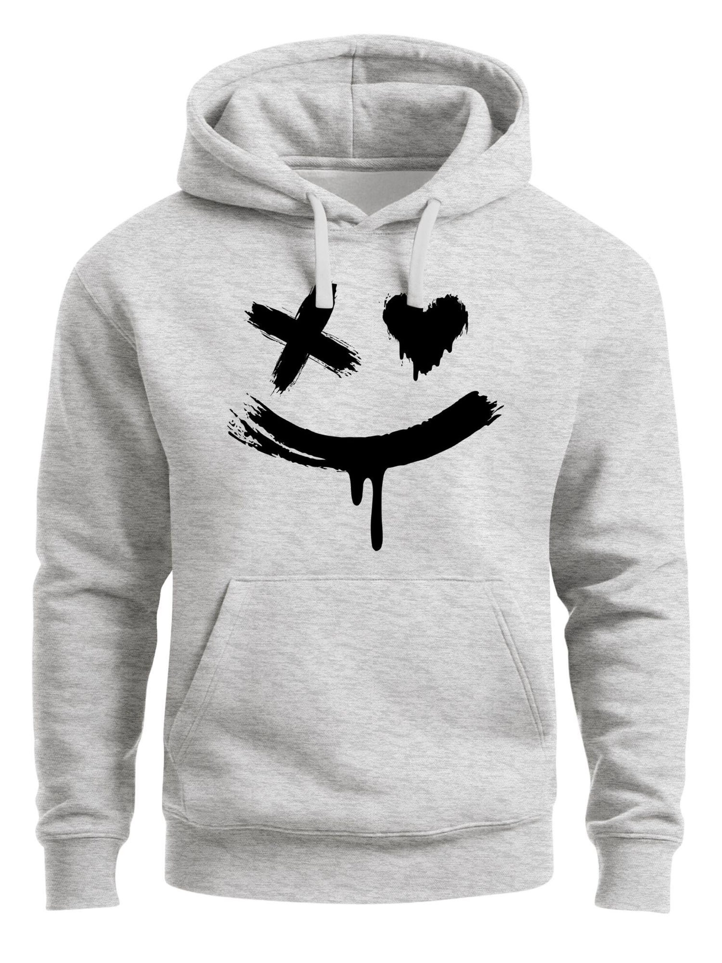 Neverless Sweatshirt 'Creepy Smile' in Grey: front