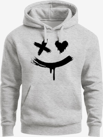Neverless Sweatshirt 'Creepy Smile' in Grau: Vorderseite
