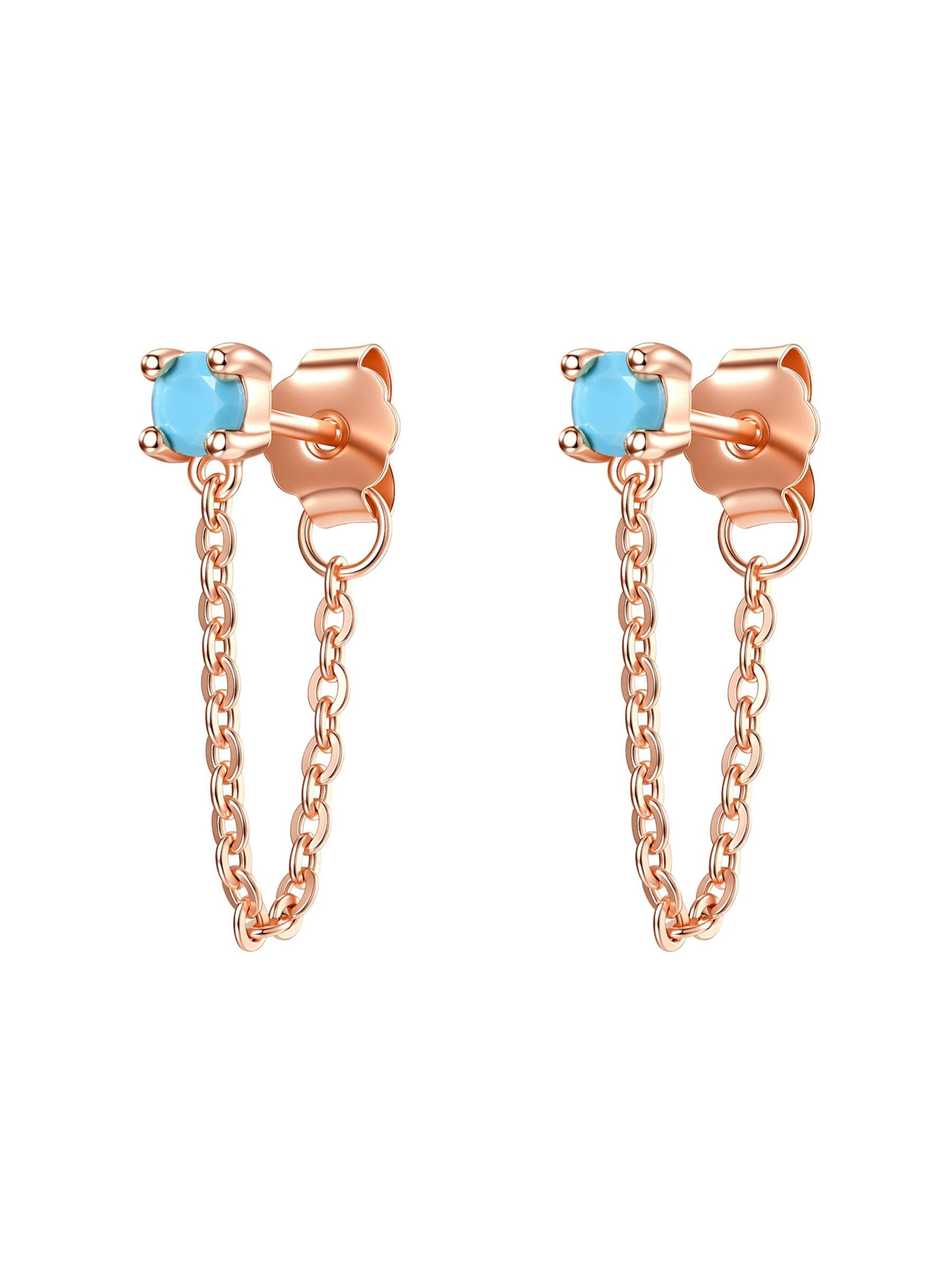 Boucles d'oreilles 'Aquamarine Chain Loop Stud' Hey Happiness en or