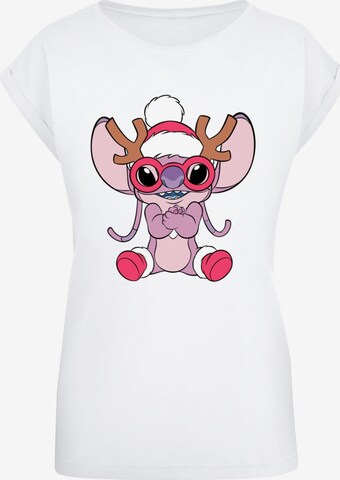 ABSOLUTE CULT Shirt 'Lilo And Stitch - Reindeer' in Wit: voorkant