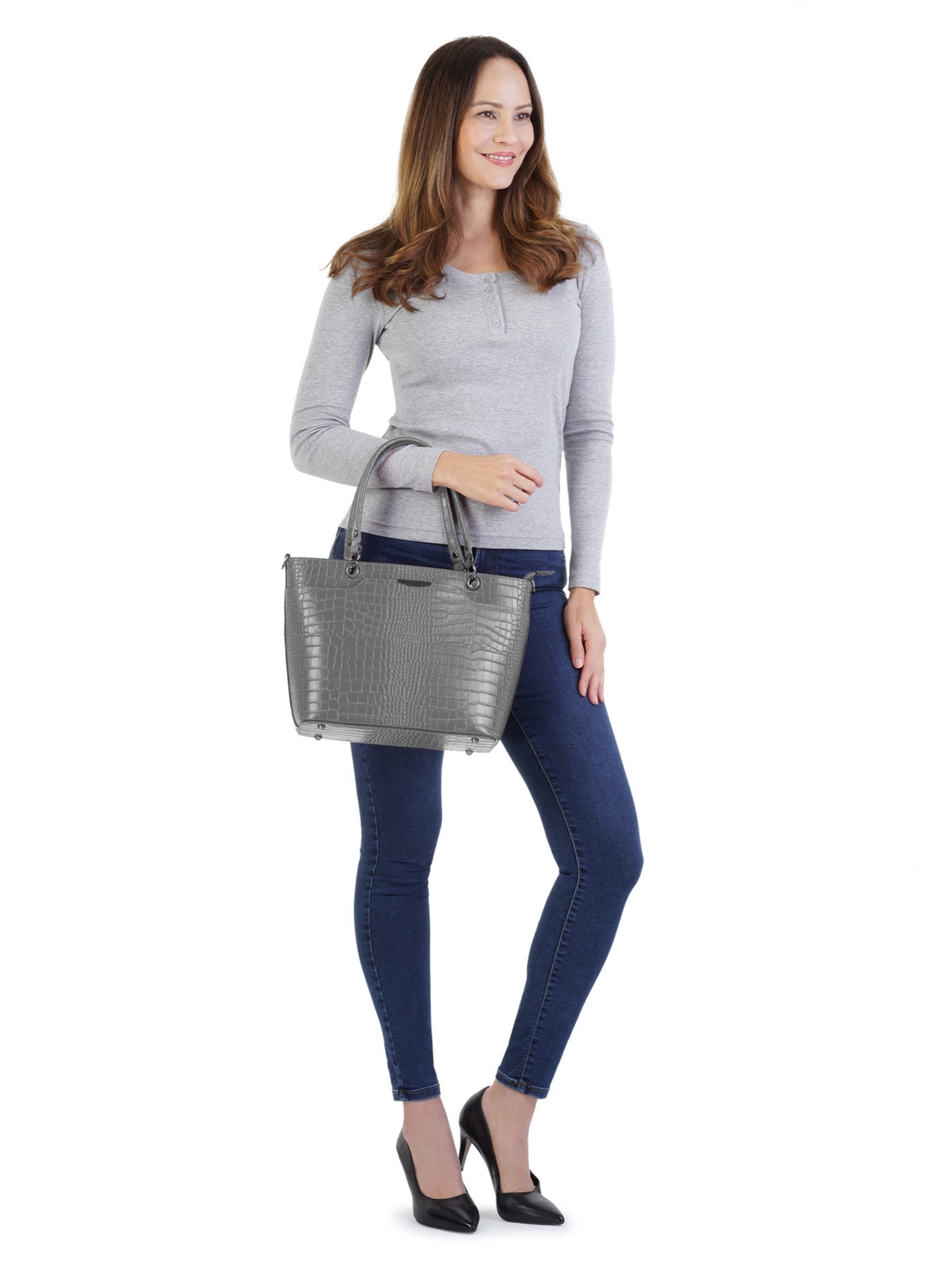 Cluty Handbag in Grey: front